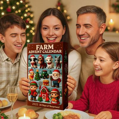 2025 Farm Advent Calendar Box 24 Days Mini Animals Vegetables Fruits Toys for Kids Christmas Countdown Decor for Home Car