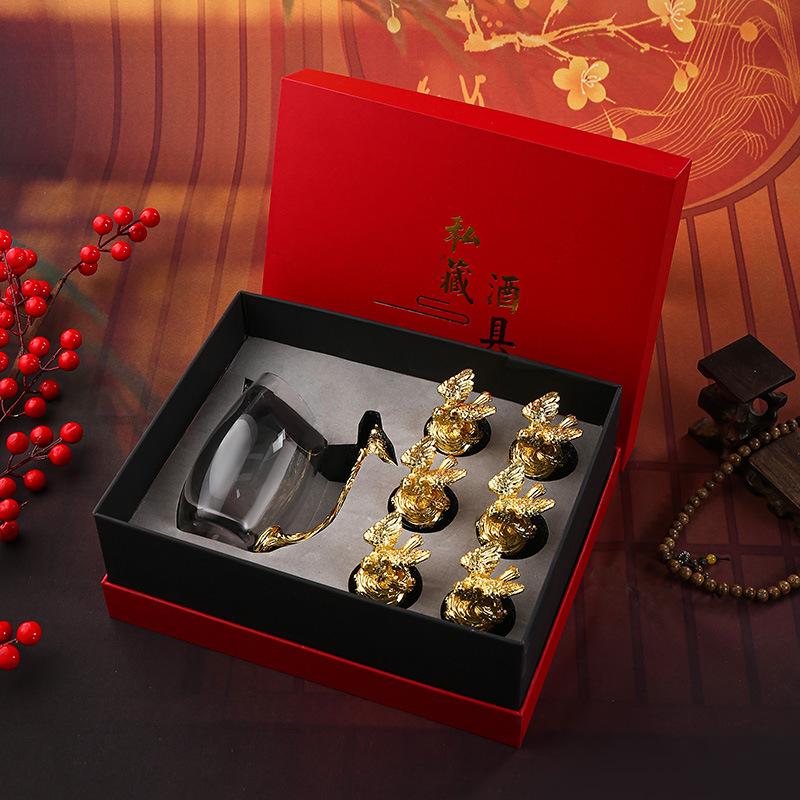 

Набор рюмок для байцзю «Сорока», высокая ценность, стеклянный диспенсер для вина, керамический набор рюмок для байцзю, бытовой креативный винный набор