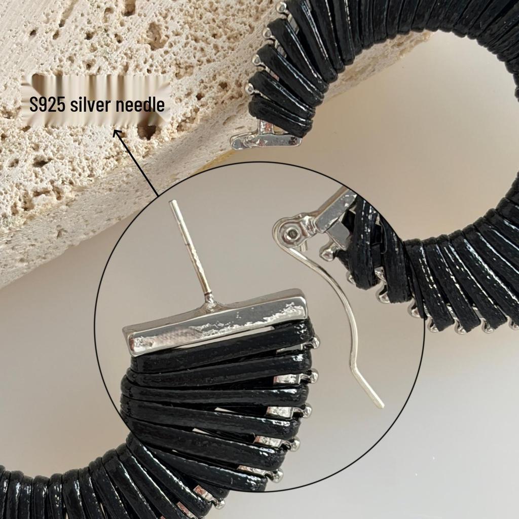 High-End Retro Versatile Ear Cuffs: Colorful Woven Hoops with 925 Silver Studs