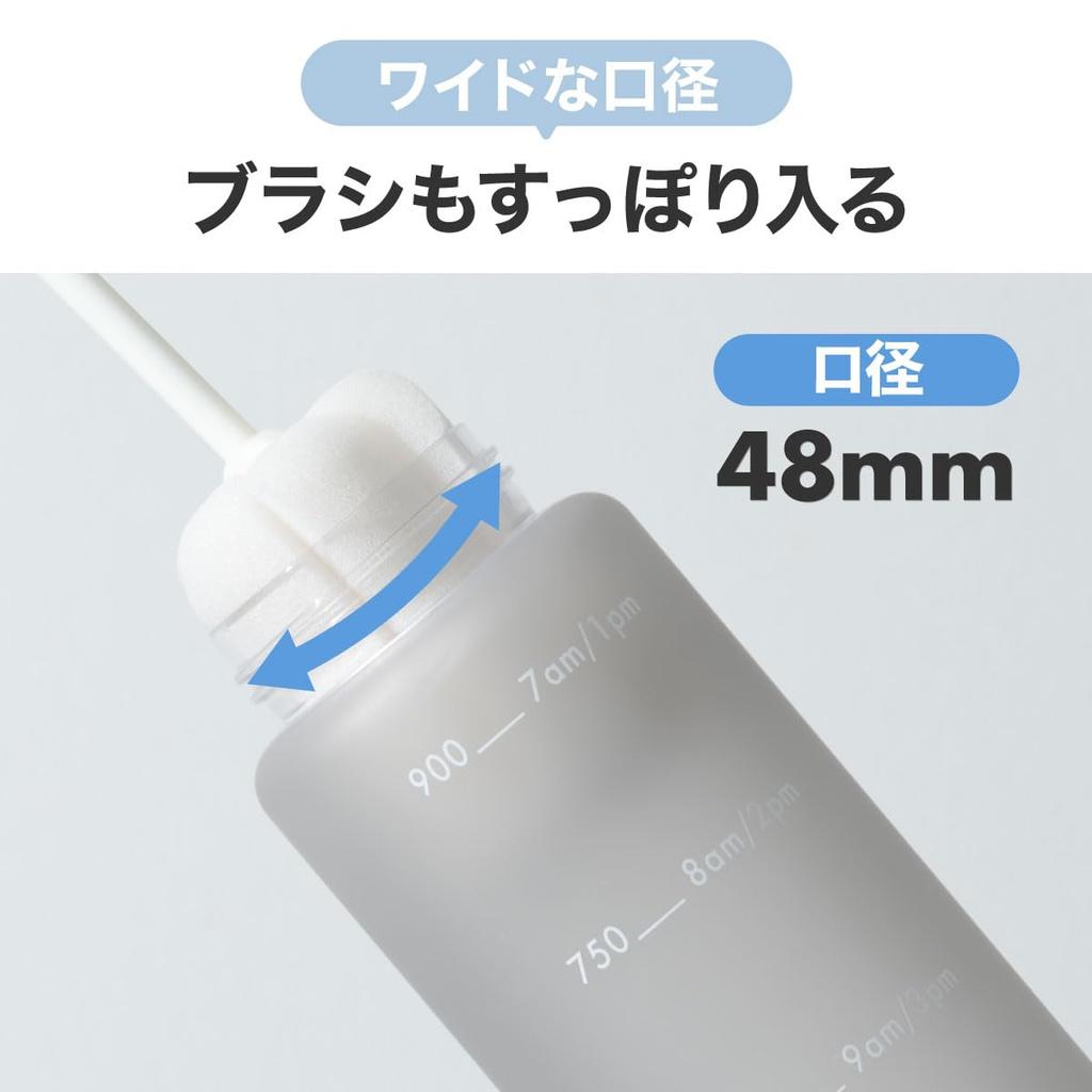 Atlas Water Bottle, 1000ml (1 Liter), Direct Drinking, with Measuring Tape, Time Marker, Handle, Lightweight, Easy To Clean, Wide Mouth, Large