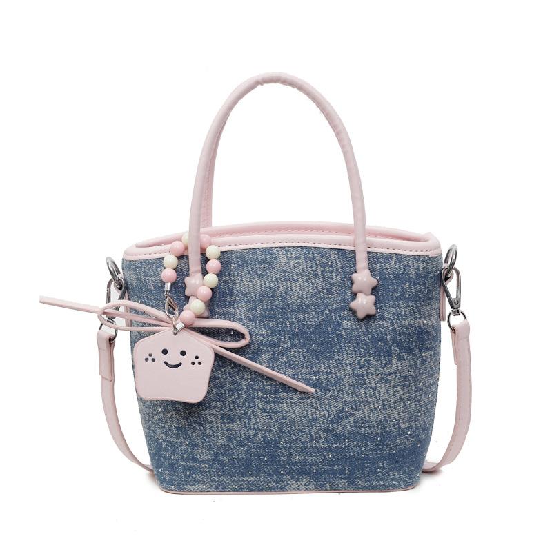 

Летний тренд контрастный цвет маленькая сумка женская новая модная сумка-мессенджер повседневная джинсовая портативная сумка-ведро