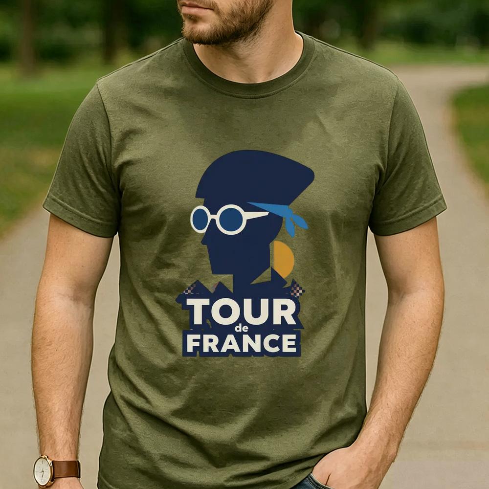 Pro Cycling Fan Cotton T Shirt Short Sleeve Tour De France Retro Beret Sunglasses Rider Graphic Unisex Road Race Sports Tee