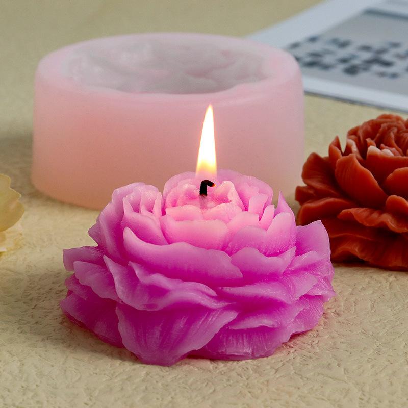 3D Large Peony Silicone Candle Mold DIY Handmade Creative Flower Aromatherapy Plaster Resin Soap Making Supplies Kit Home Gifts