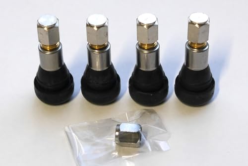 

Pacific Industrial .PACIFIC TR413S набор из 4 предметов с оригинальным чехлом (В комплект входит 1 запасной колпачок) Бескамерный клапан Защелкивающийся клапан Серебро