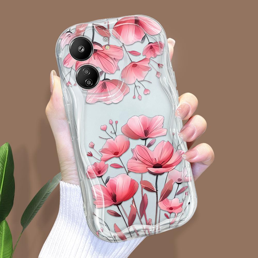 Cute Cartoon Pattern Cream Texture Casing Wavy Edge Soft Silicone Cover Phone Case for Xiaomi Redmi
