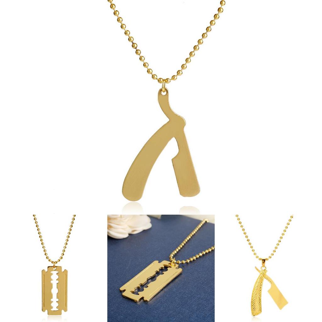 Blade And Razor Design Alloy Pendant Necklace With Electroplated Finish For Men And Women