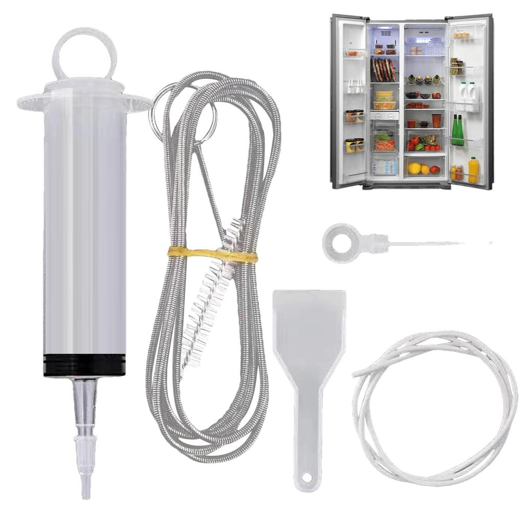 Fridge Dredging Kit Flexible Refrigerator Scrub Brush Reusable Fridge Drain Hole Dredging Remover Cleaning Syringe Shovel