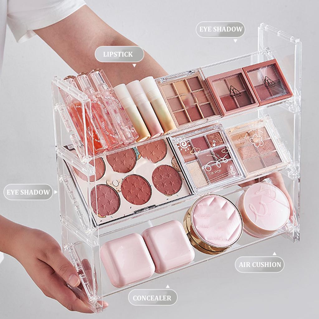 Clear Multilayer Cosmetic Storage Rack Home Accessory for Vanities Desk Sturdy Plastic Makeup Organizers Household Use