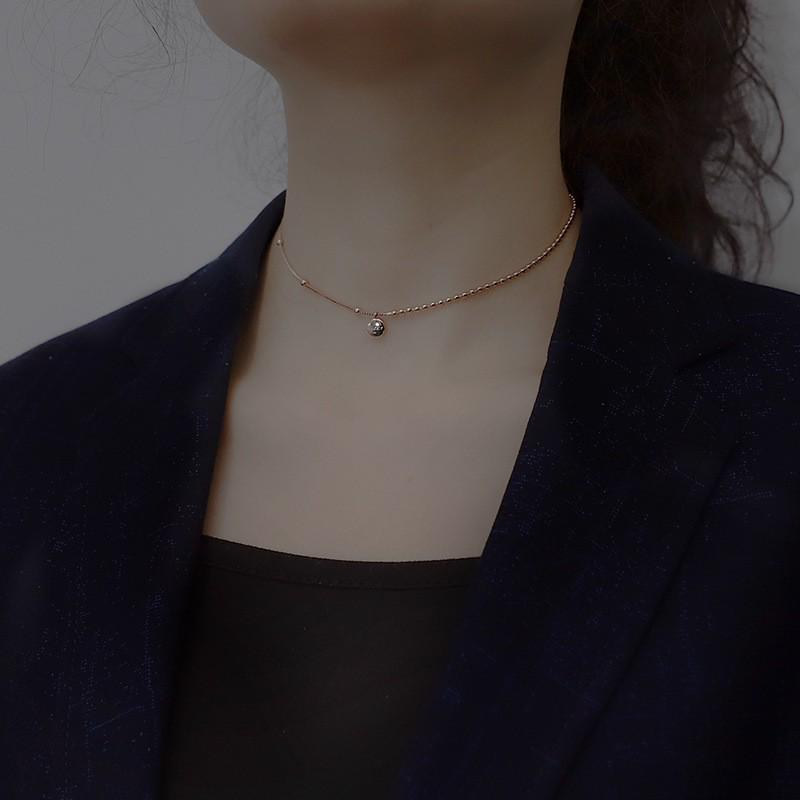 Trendy Shiny Bead Clavicle Necklace for Women - Cool Niche Design