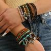 Boho Beaded Stack Bracelet Set, Multi-Layer Wood & Turquoise Bead Bracelet for Women, Bohemian Casual Beach Jewelry