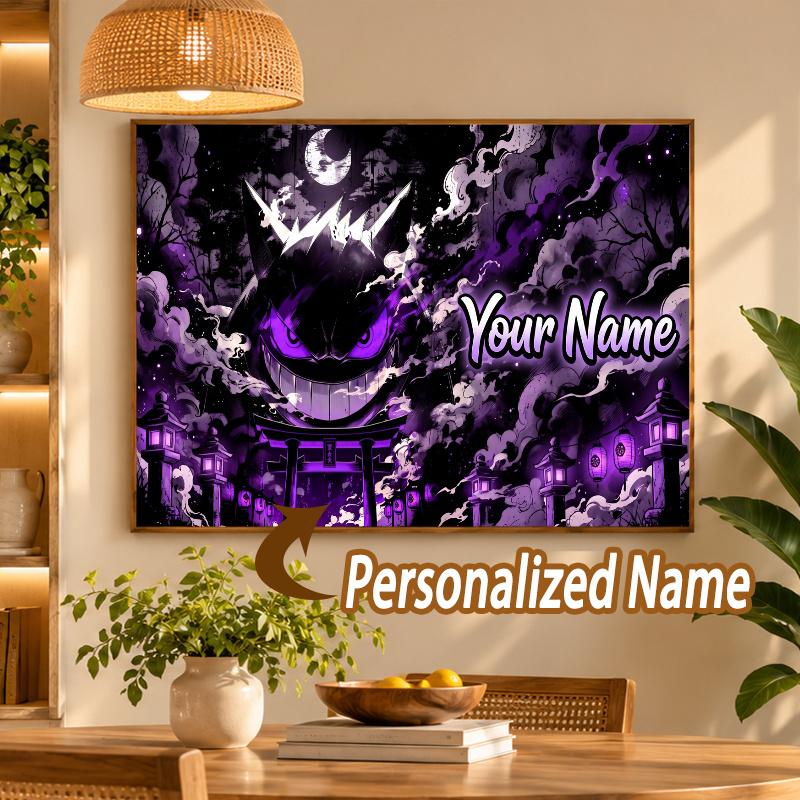 Gengar Custom Name Diamond Painting Personalized 5D Full Drill DIY Diamond Art Home Decor