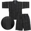 One Colors Shijira Weave Jinbei Japanese Solid Size 3L Men's Set, Pattern, Color, Striped, Black, (4)