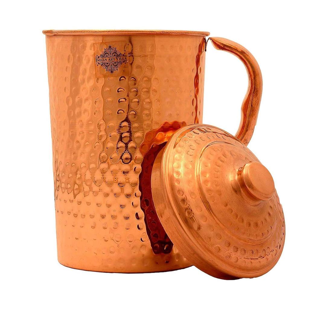 Urcior cu ciocan din cupru pur cu capac 1500 ML - Stocare Apa Serviciu Acasă Hotel Restaurant Beneficiu Yoga Ayurveda