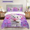 Bear Doll Pattern Bedding Quilt Set Quilt Cover Pillowcase Home Decoration Birthday Gift (1 * Duvet Cover + 2 * Pillowcase, Without Core)