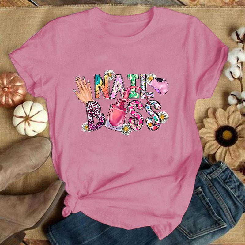 New Manicurist Letter Printed T-Shirts For Unisex Summer Tee Shirt Men Casual Short Sleeve Round Neck Tops T-Shirts(Premium Tops