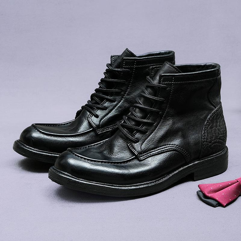 

Кожаные туфли Goodyear с большой головкой, мужская обувь ручной работы, мужские ботинки из коровьей кожи, вымытая кожа 45