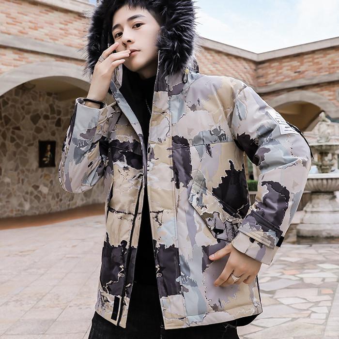 Winterjacke Neue Mode Druck Warmes Fleece Dicke Parkas Mantel Herren Oberbekleidung Hip Hop Streetwear Parkajacken Herren 3X