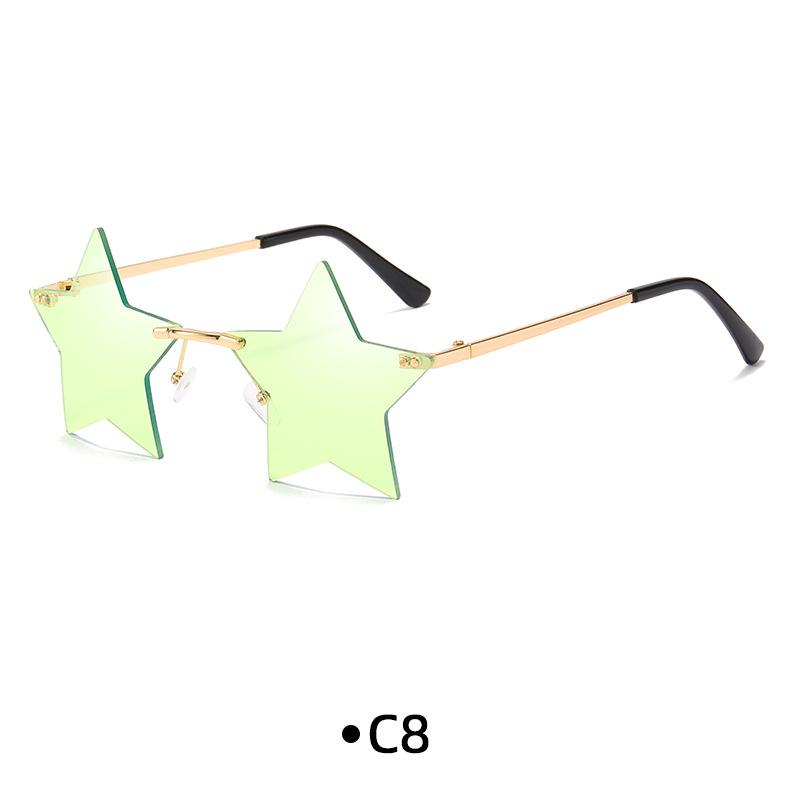 Trendy Rimless Star Shape Sunglasses for Women Men Party Funny Pentagram Eyewear Christmas Decor