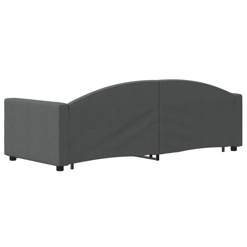 Pull Out Daybed with Drawers Dark Grey 80 X 200 Cm Fabric