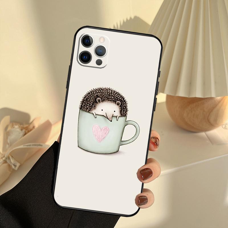 

Kawaii Hedgehog Phone Case For iPhone 15 14 13 12 11 16 17 Pro Max 13 mini 15 16 Plus 16e 17 Air Cover Funda iPhone 12