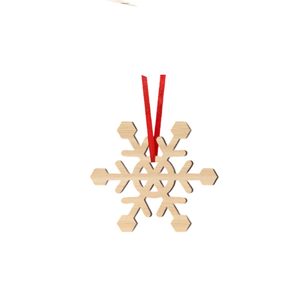 Christmas Snowflake Wood Chip Decoration 2D Wooden Pendant