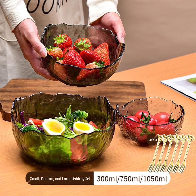 Flan Crystal Japanese Glass Bowl - Luxury Tableware for Snacks & Salads