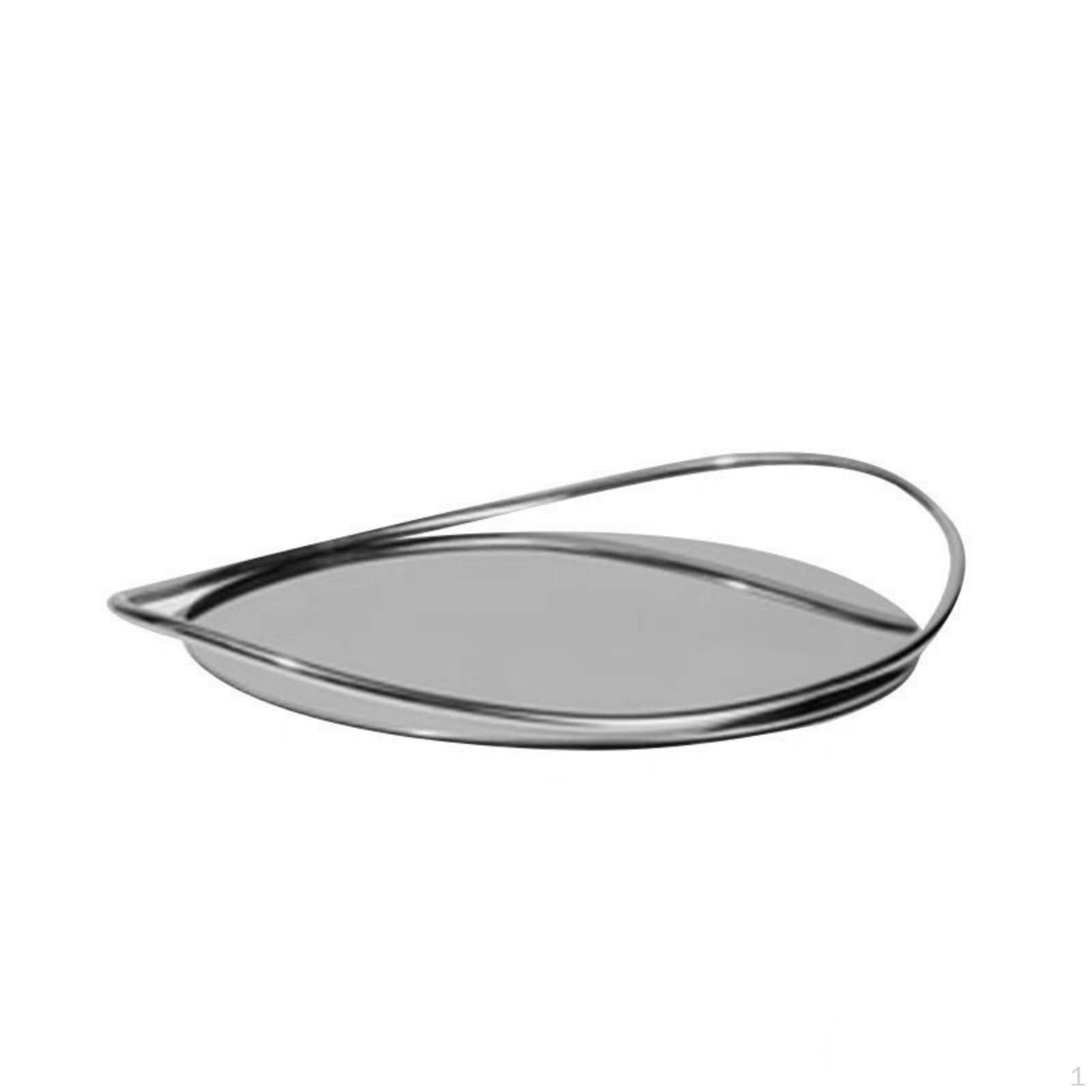 Oval Serving Tray with Handles Minimalist Sculptural Tableware for Hosts, Stainless Steel