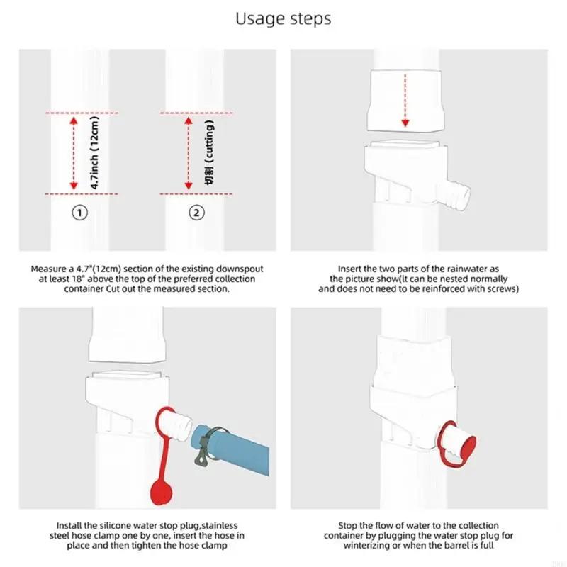1 Set Of Rainwater Diverters For Downpipes - An Easy-To-Install Gutter Drainage System With Flexible Hoses (14.1 In To 50.2In)