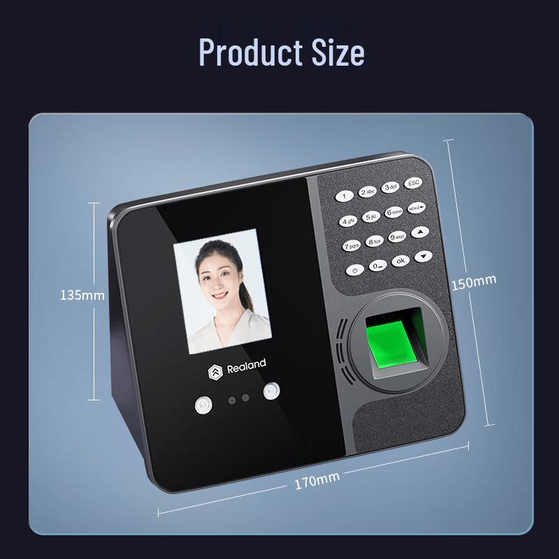 Realand Contactless Face & Fingerprint Time Attendance System CN plug (adapter included)