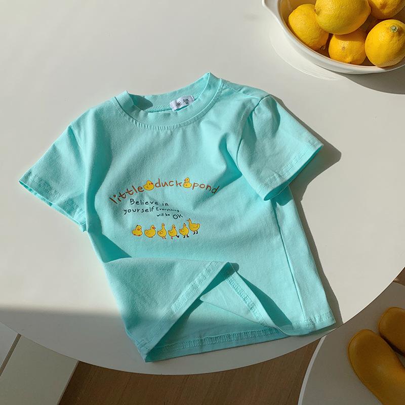 Casual T-shirt met Korte Mouwen voor Meisjes - Zomer Kinder Schattig Katoenen Top met Ronde Hals