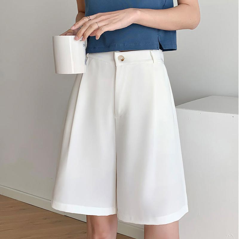 Women Suit Shorts Summer Baggy Solid Wide Pants Korean Fashion Casual Bottoms Classic Shorts Y2k Clothes