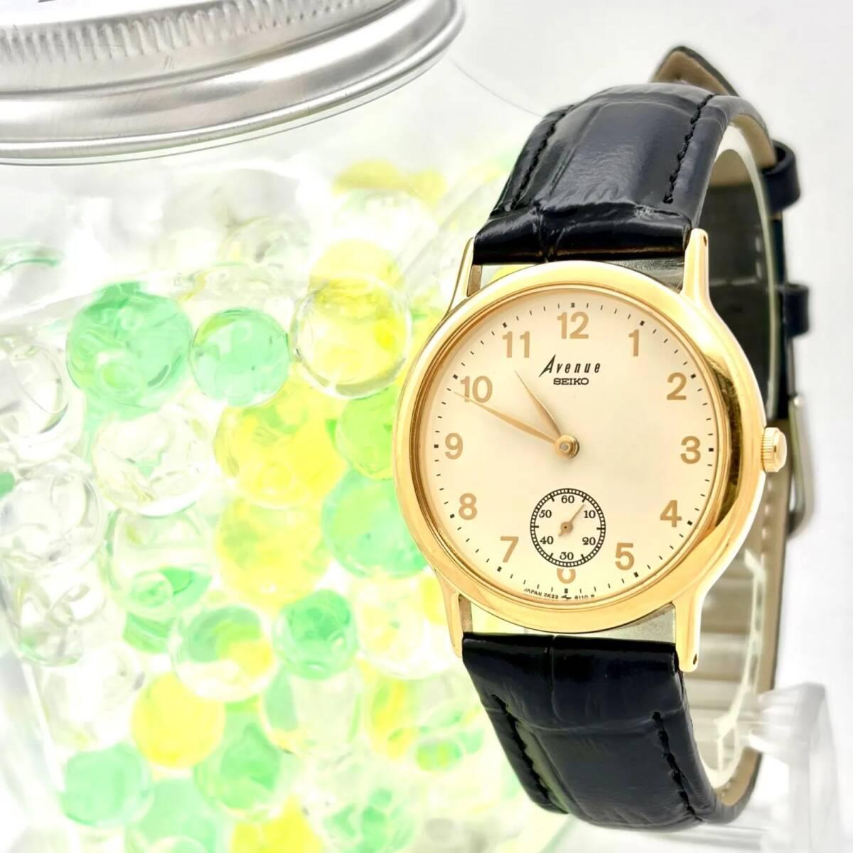 [Good Condition/New Battery] SEIKO Avenue Men s Watch Gold Small Seconds 2K23-6070 993090 New Belt