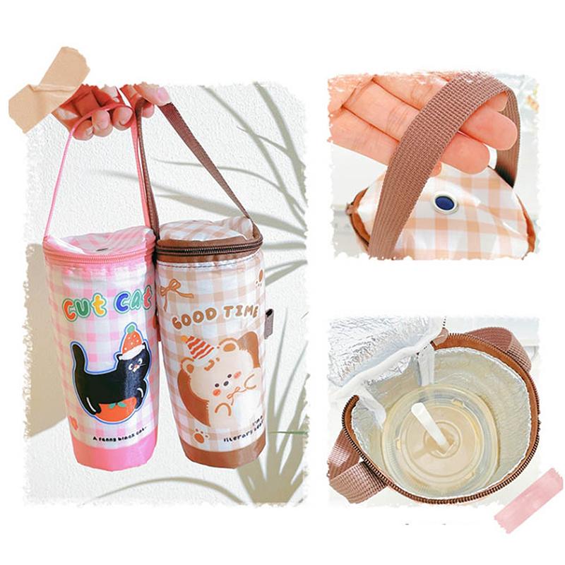 1PC Portable Milk Tea Tote Bag Heat Preservation Bag Eco-friendly Handbag Carrying Insulated Cup Cover Tumbler Cup Accessories
