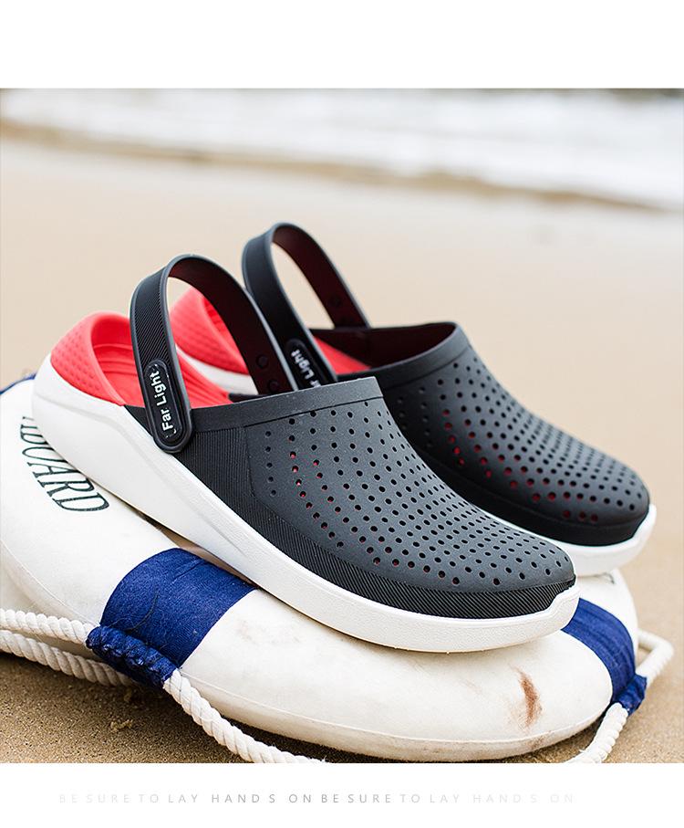 Men's Summer Non-Slip Breathable Hole Shoes: Soft-Soled Double-Use Sports Beach Sandals