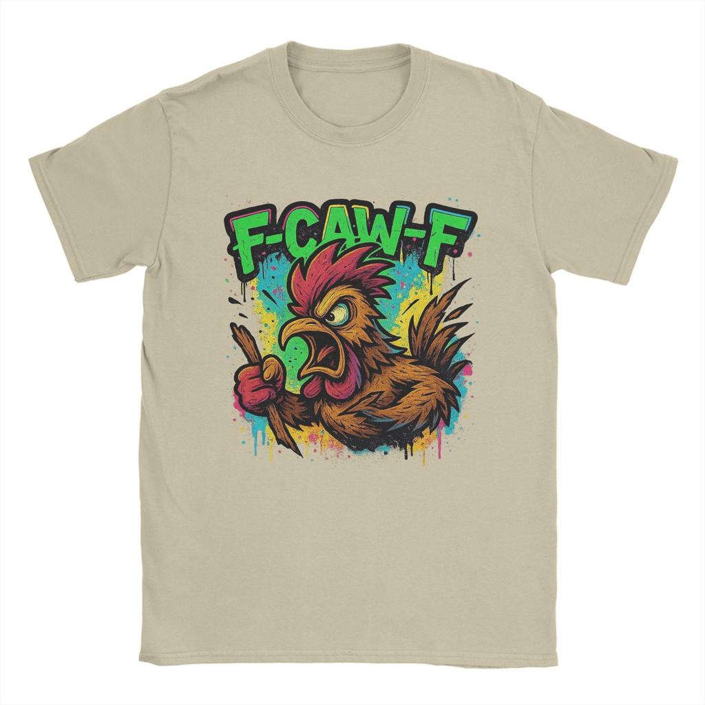 Vintage T-Shirt Strand Lustig F-CAW-F Hahn Meme Beliebte T-Shirts Baumwoll-T-Shirt für Paare Y2K Lässiger Print Kurzarm-Tops