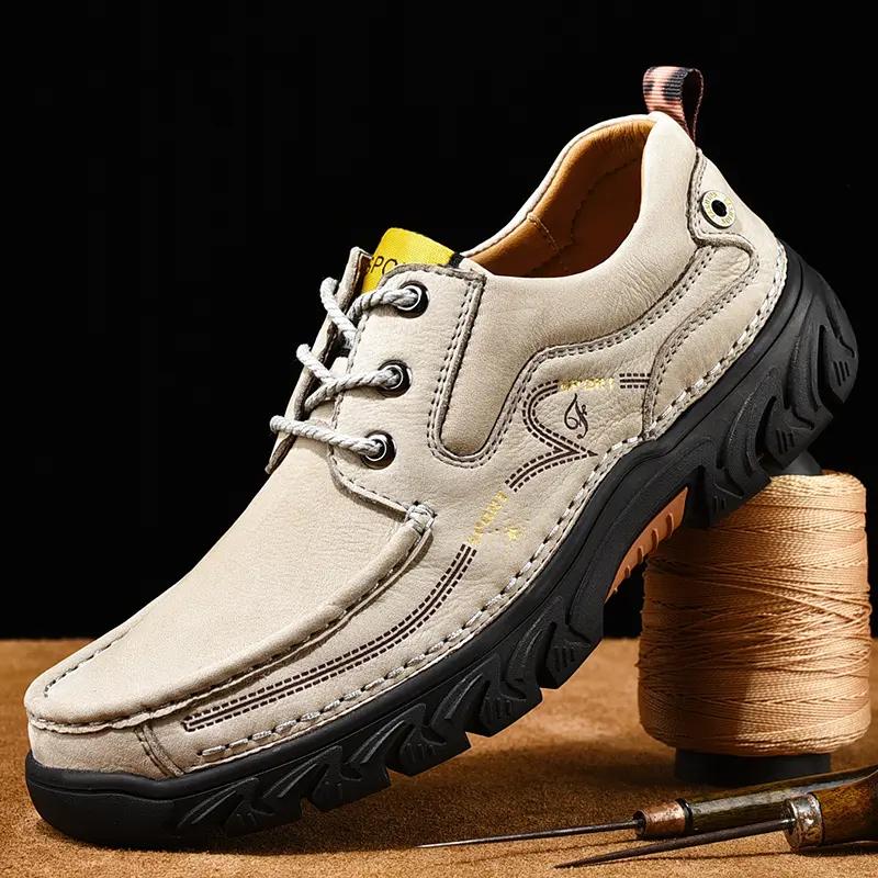 New Mens Shoes Genuine Leather Flats Men Loafers High Quality Outdoor Men Hiking Breathable Male Casual Shoes New Model