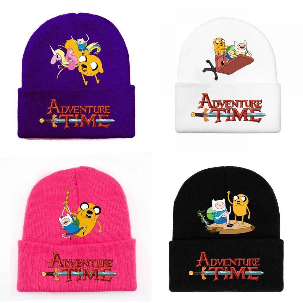 Adventure Time Cartoon Print Acrylic Knit Hat Winter Warm Unisex Beanie For Adults Teens