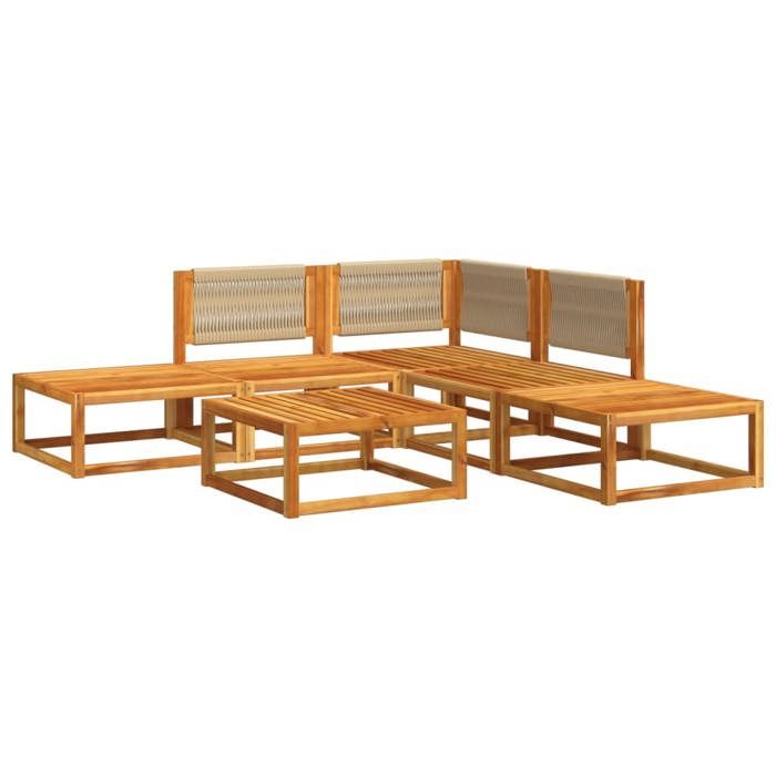 VidaXL Ensemble de canapés de jardin 6 pièces avec coussins en bois d'acacia et corde 3278846