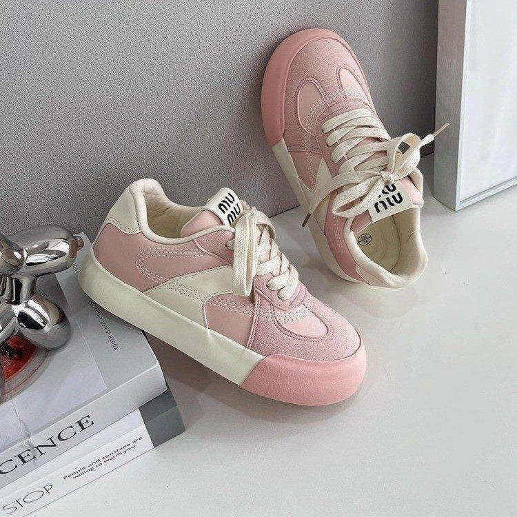 

Повседневные маленькие белые туфли осень новые низкие цветные круглый носок обувь на платформе студенческие спортивные женские 40 розовый