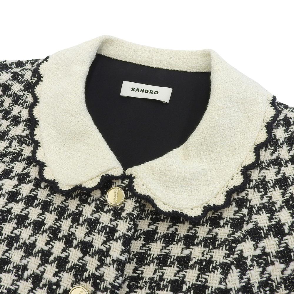 sandro Beautiful tweed trompe l'oeil dress, women's, white and black, size 34, SFPRO02482-107 dress 34 White / blackUsed