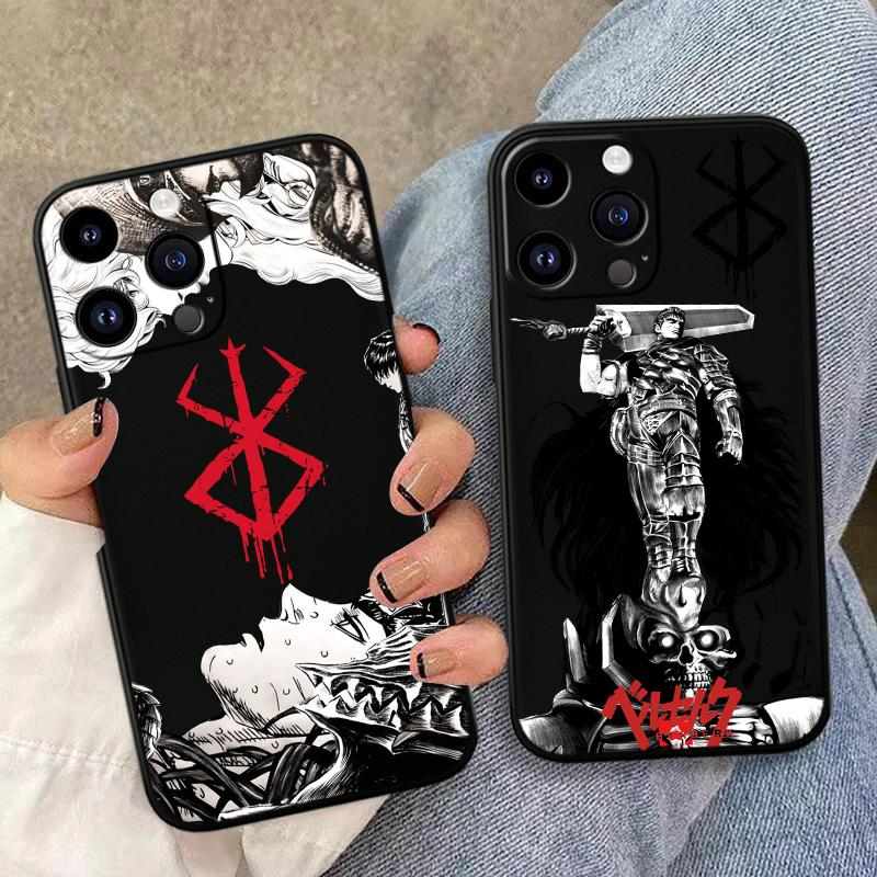 Berserk Tegneserier Anime For Apple iPhone 15 14 13 12 Mini 11 XS XR X 8 7 Pro Max Plus Myk Silikon Svart Telefondeksel