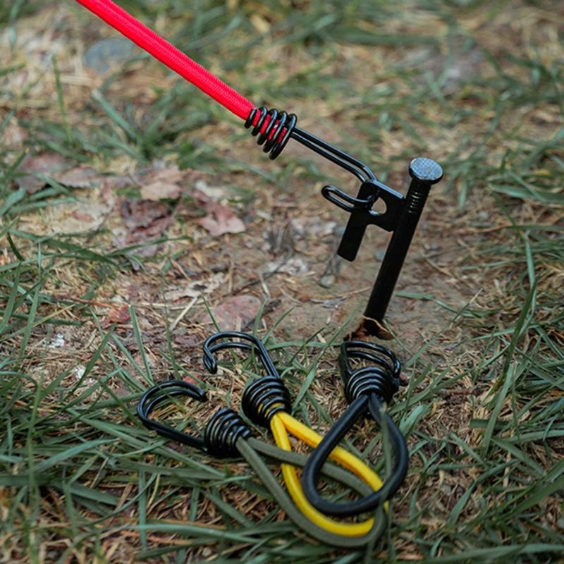 10Pcs Tent Fixings Cord String Carabiner Hook Outdoor Campings Tent Elastics Rope Hook Thickened Elastic Bands Tying Rope