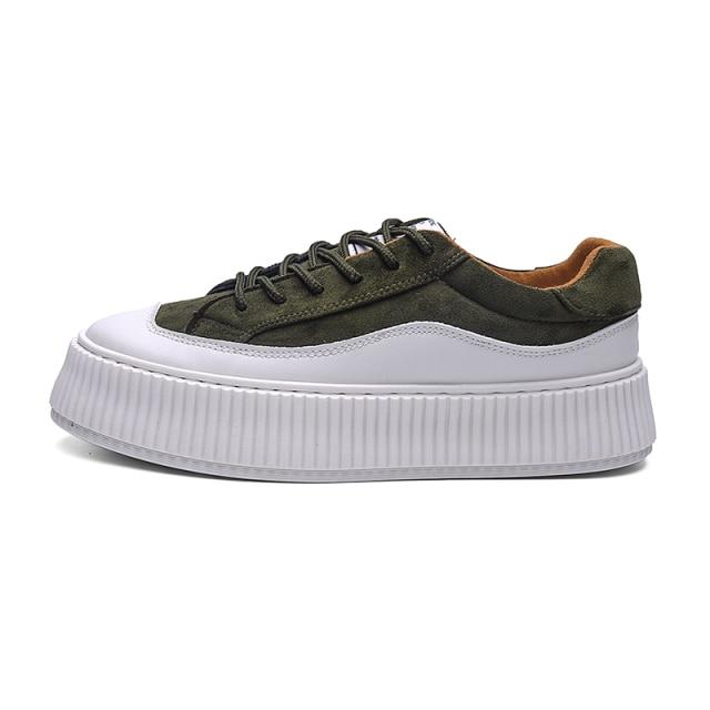 

Мужские повседневные туфли на толстой подошве, увеличивающие рост, на плоской подошве, удобные спортивные туфли на платформе, низкие туфли на шнуровке 44 зелёный