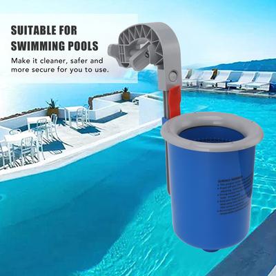 Skimmer automático de superfície de piscina acima do solo, montagem na parede azul, skimmer automático para limpeza de piscinas