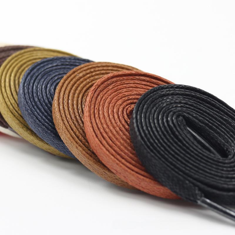 Black & White Waxed Leather Flat Shoelaces for Men's and Women's Casual Canvas or Martin Boots (0.6cm Wide)