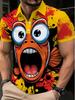 Men's Polo Shirt with Fun Fish Print, Lightweight and Durable, Vibrant Yellow and Red Contrast Color Design, Comfortable and Snug Fit for Casual Wear