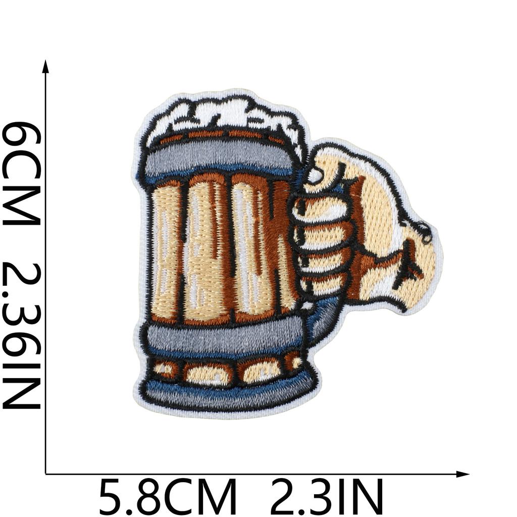 Carnival Beer Festival Embroidery Cloth Sticker Tide Play Decorative Patch Sticker Beer Cup Bag Decoration Embroidery Chapter Boy Ironing