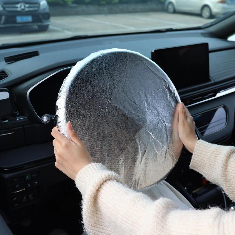 Car Steering Wheel Sun Block Silver Coated Cloth Sun Shade Cover Auto Steering Wheel Sheath Sunscreen Insulation Accessories