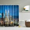 Modern Shower Curtains Bathroom Curtain Scenic City Beach Bath Curtain Frabic Waterproof Polyester With Hooks