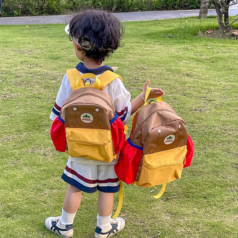 Cute Children Dual Backpack For Kindergarten With Breathable Oxford Fabric And Cushioned Straps